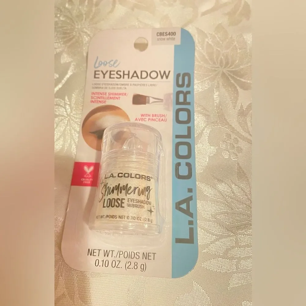 🎉L.A.COLORS Loose Eyeshadow Shimmering Snow White CBES400  0.10OZ. (2.8g)💥
